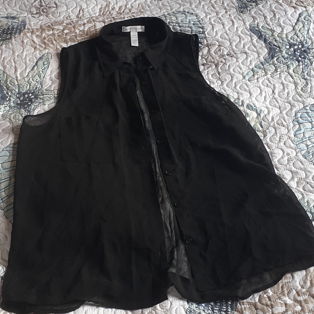 Sheer Black - Sleeveless Top
